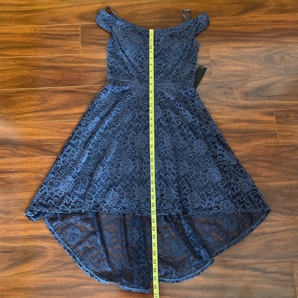 Jodi Kristopher Denim Blue Lace Dress Size 3 - Picture 9 of 10